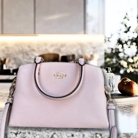 COACH Leather Washed Mauve Mini Lillie Carryall Golden Hardware Feet NWT - Picture 6 of 11